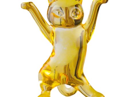 Dancing Cat Statue Craft Gift Desktop Decoration for Living Room Indoor Home Yellow Supply