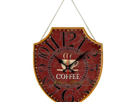 Vintage Wall Clock Crafts Ornament Wood Clock for Home Use Farmhouse Bedroom Red Sale