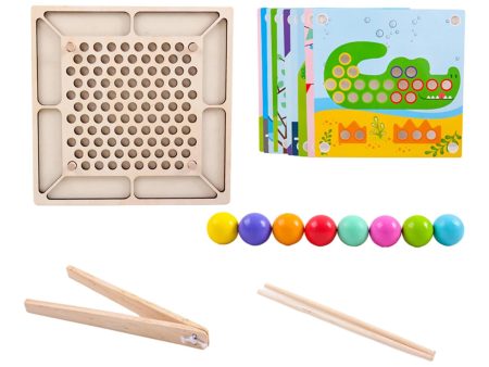 Rainbow Color Sorting Toys Wooden Peg Board Beads Game for Preschool Primary Supply