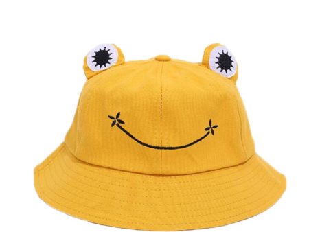 Cartoon Frog Bucket Hat Summer Beach Travel Sun Hat for Kids Adult Yellow M Online Sale