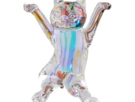 Dancing Cat Statue Craft Gift Desktop Decoration for Living Room Indoor Home White Colorful Sale