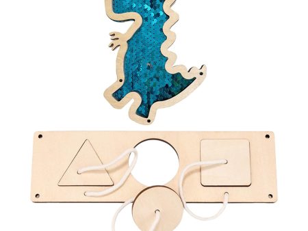 2Pcs Kids Busy Board Shape Matching and Dinosaur Sequin for Children Ages 3+ Blue For Cheap