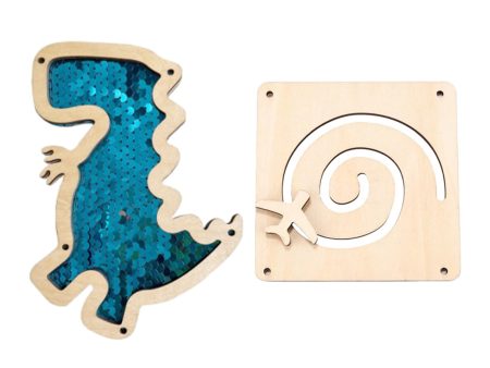 2Pcs Busy Board Parts Accessory Wooden Dinosaur Toy for Preschool Boys Gifts Blue For Discount