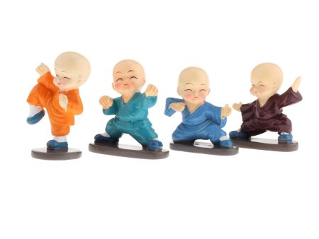 4pcs Little Monk Figurines Kungfu Monks Statue Car Decoration Crafts Style 2 Online