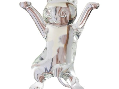 Dancing Cat Statue Craft Gift Desktop Decoration for Living Room Indoor Home Clear Discount