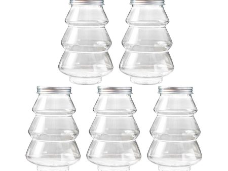 5 Pieces Christmas Tree Candy Jar Cookie Jar for Xmas Festival Party Kitchen Silver Lid Online Hot Sale