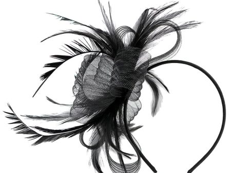 Woman Lady Feather Headband 20s Gatsby Wedding Church Ascot Race Headpieces on Sale