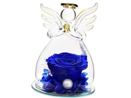 Forever Rose Ornament Elegant Preserved Rose in Glass for Mum Daughter Women blue For Cheap