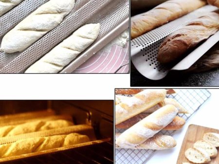 Perforated Baguette Pan French Bread Tray Wave Loaf Mold Black 4 Gutters Online Sale