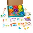 Wooden Color Sorting Toy Educational Clip Beads Matching Game for Gifts Kids style A For Discount