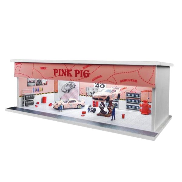 1 64 Vehicle Model Display Case Car Garage Display Case for Model Collectors pink pig Sale