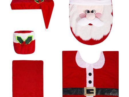 5 Pieces Christmas Toilet Seat Covers Santa Claus Xmas Decorative Tank Cover Online Hot Sale