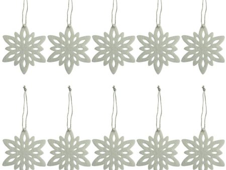 10pcs Christmas Fabric Snowflake Pendants Christmas Tree Ornaments White Sale