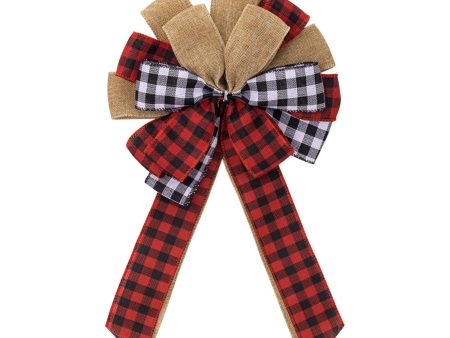 Christmas Bow Craft DIY Bowknot Ornament for Decorative Trees Topper Garland lattice pattern Fashion