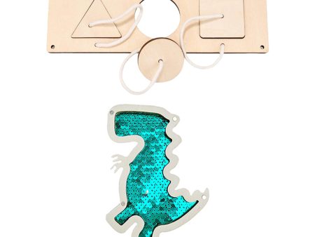 2Pcs Kids Busy Board Shape Matching and Dinosaur Sequin for Children Ages 3+ Green on Sale