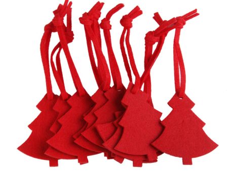 10Pcs Xmas Tree Shape Felt Christmas Trees Ornament Decorative Hanger Red For Cheap