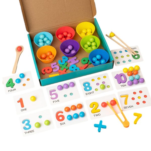 Wooden Color Sorting Toy Educational Clip Beads Matching Game for Gifts Kids style A For Discount