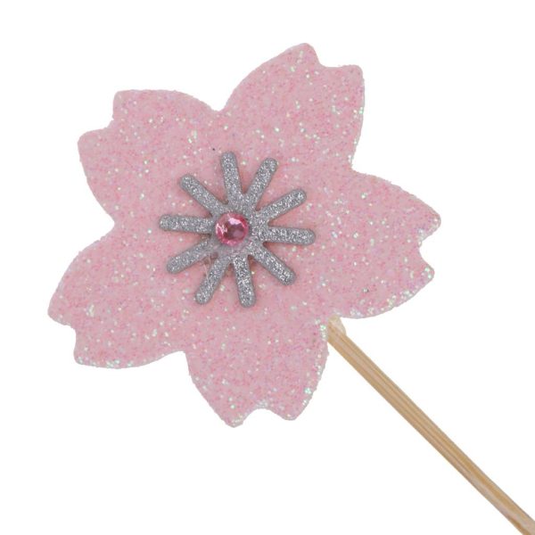 10 Glitter Sakura Flower Cake Toppers Cupcake Picks for Birthday Wedding Party Décor For Cheap