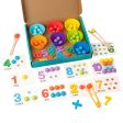 Wooden Color Sorting Toy Educational Clip Beads Matching Game for Gifts Kids style A For Discount