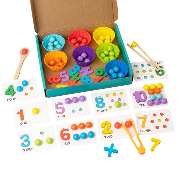 Wooden Color Sorting Toy Educational Clip Beads Matching Game for Gifts Kids style A For Discount