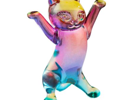 Dancing Cat Statue Craft Gift Desktop Decoration for Living Room Indoor Home Colorful Fashion