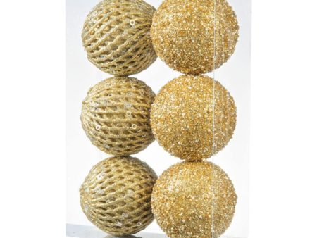 6Pcs Xmas Hanging Pendant Christmas Ball Decoration for Cabinet Door Bedroom Gold For Sale