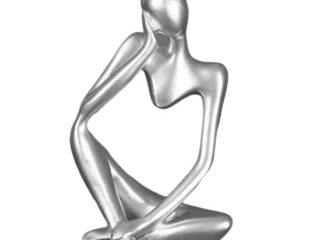 Resin Thinker Sculpture Figurine Statue for Tabletop Bookcase Silver Left Cheap