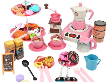 52Pcs Espresso Machine Playset Early Educational Toys for Kids Birthday Gift Pink Discount