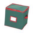 Christmas Tree Ball Container Bin Two Zipper Christmas Ornament Storage Box green Fashion