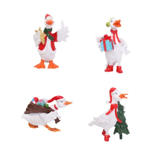 4Pcs Christmas Swan Statues Tabletop Ornament for Office Living Room Hot on Sale