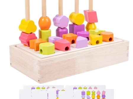 Wooden Beads Sequencing Toy Lacing Beads for Holiday Gifts Preschool 2 3 4 5 Discount