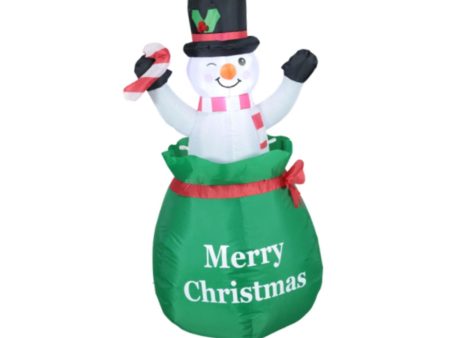 4 ft Christmas Inflatable Snowman Black Hat Blow up for Outside Yard Festive on Sale