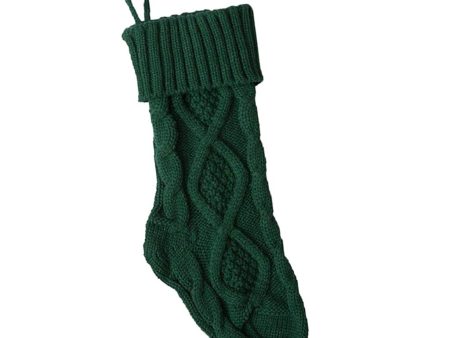 Kids Heavy Knit Christmas Gift Present Candy Socks Stocking Party Green 46cm Sale