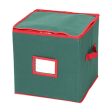 Christmas Tree Ball Container Bin Two Zipper Christmas Ornament Storage Box green Fashion