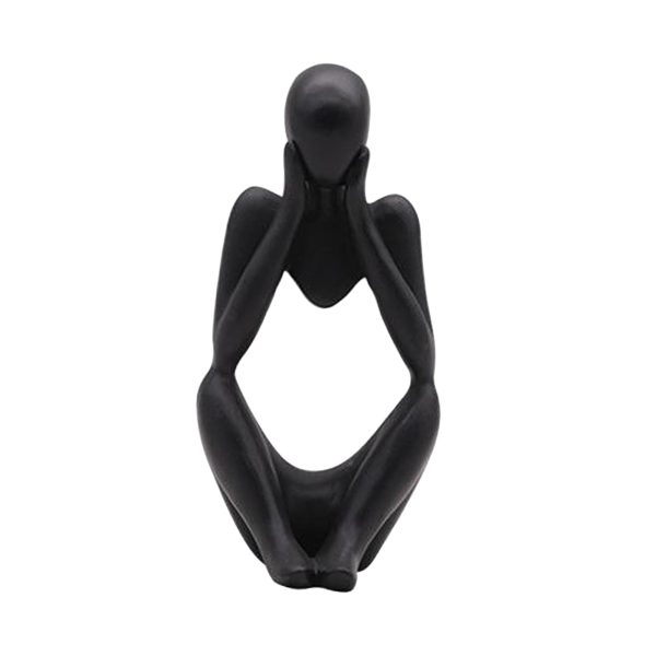 Thinker Sculpture Figurine Home Statues Modern Bookcase Decor Black Online Sale