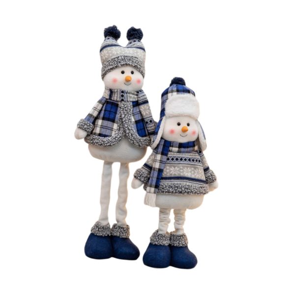 2Pcs Christmas Standing Plush Dolls Figurine Windowsill Xmas Stuffed Snowman Discount