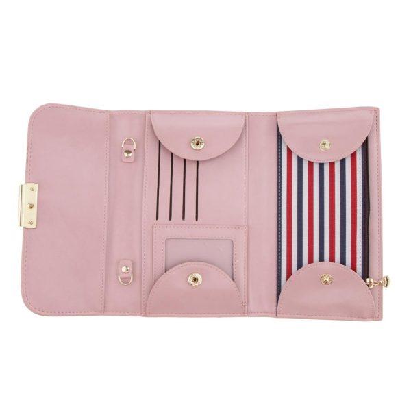 Women PU Leather Clutch Wallet Purse Evening Cross Body Handbag Pink Supply