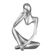 Resin Thinker Sculpture Figurine Statue for Tabletop Bookcase Silver Left Cheap