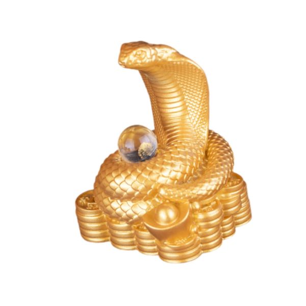 Chinese New Year Snake Statue Fengshui Figurine for Countertop Desktop Shelf 5.5cmx4cmx7cm Gold Sale