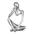 Resin Thinker Sculpture Figurine Statue for Tabletop Bookcase Silver Left Cheap