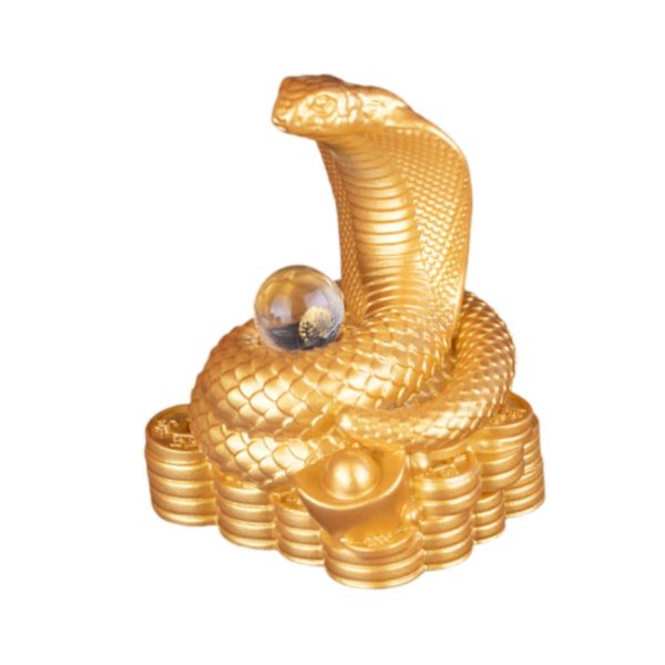 Chinese New Year Snake Statue Fengshui Figurine for Countertop Desktop Shelf 5.5cmx4cmx7cm Gold Sale