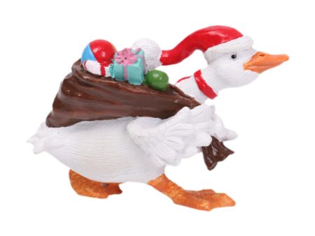 Christmas Duck Statue Display Animal Figurine for Desktop Front Porch Indoor Carry a Gift Online