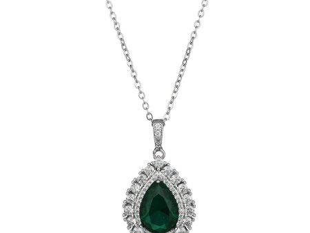 Water Droplet Charm Pendant Necklace for Women for Party Anniversary Holiday Green Hot on Sale