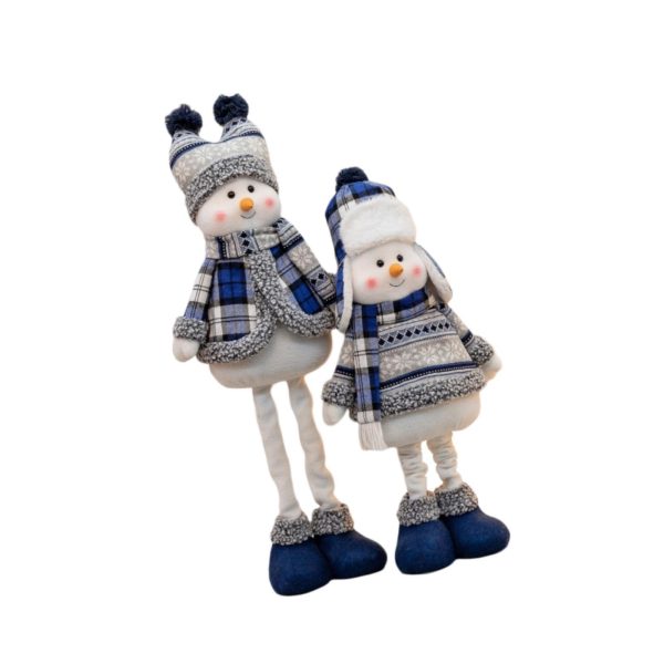 2Pcs Christmas Standing Plush Dolls Figurine Windowsill Xmas Stuffed Snowman Discount