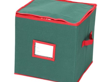 Christmas Tree Ball Container Bin Two Zipper Christmas Ornament Storage Box green Fashion