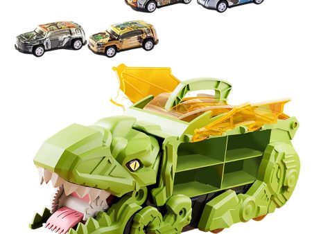 Dinosaur Transport Truck Carrier Portable Dinosaur Swallowing Truck for Kids green with 4 car For Cheap