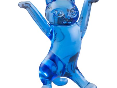 Dancing Cat Statue Craft Gift Desktop Decoration for Living Room Indoor Home Blue Cheap