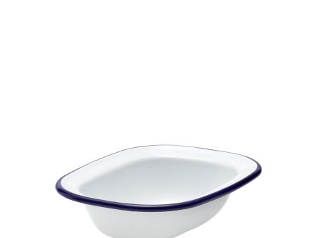 Falcon Enamel Oblong Pie Dish in White with in Blue Rim 16x12cm Discount