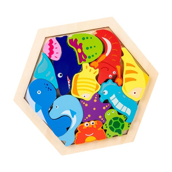 Wooden Infant Puzzles Cute for Kids Beginner Preschool Educational Activity Pattern B For Discount