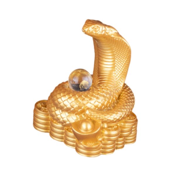 Chinese New Year Snake Statue Fengshui Figurine for Countertop Desktop Shelf 5.5cmx4cmx7cm Gold Sale